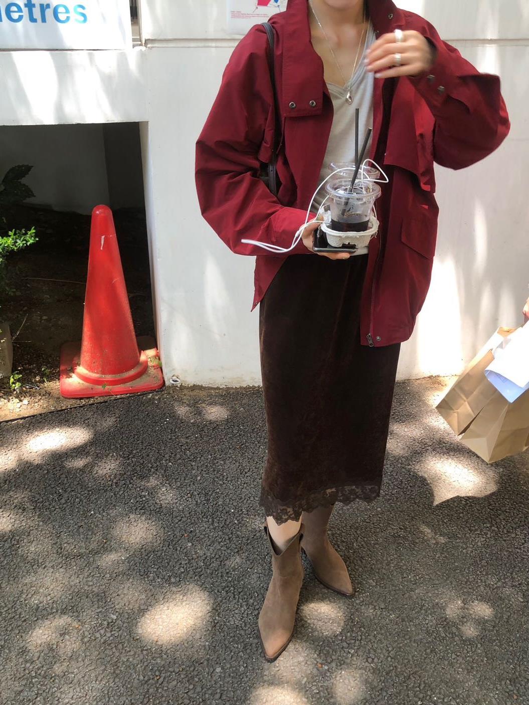 蕾絲天鵝絨半身裙